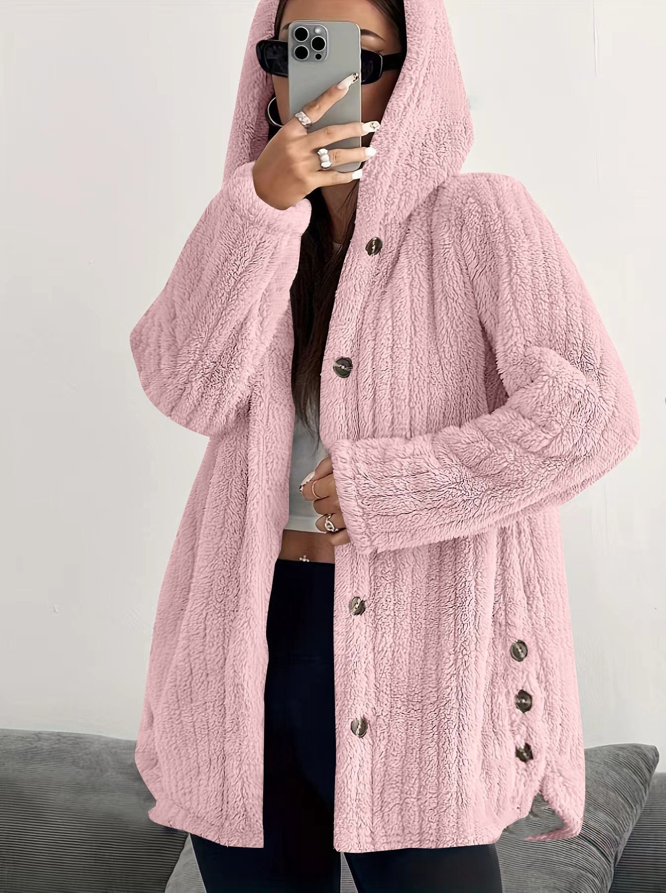 Women's Hooded Cable Knit Cardigan