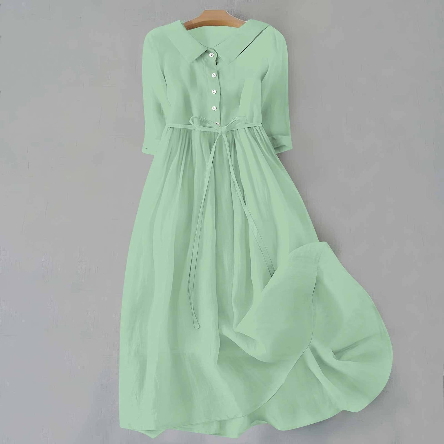 Women's Midi Dress Full Button Front Cotton