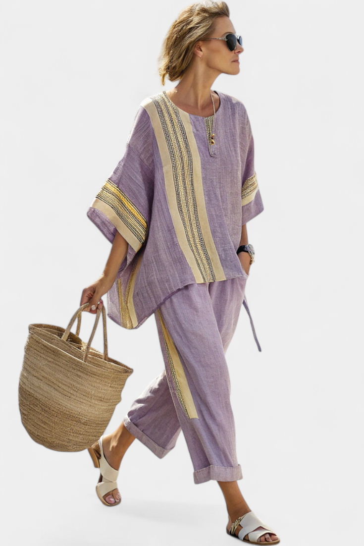 Women's Oversized Two Piece Set And Tapered Pants - Fashinoza