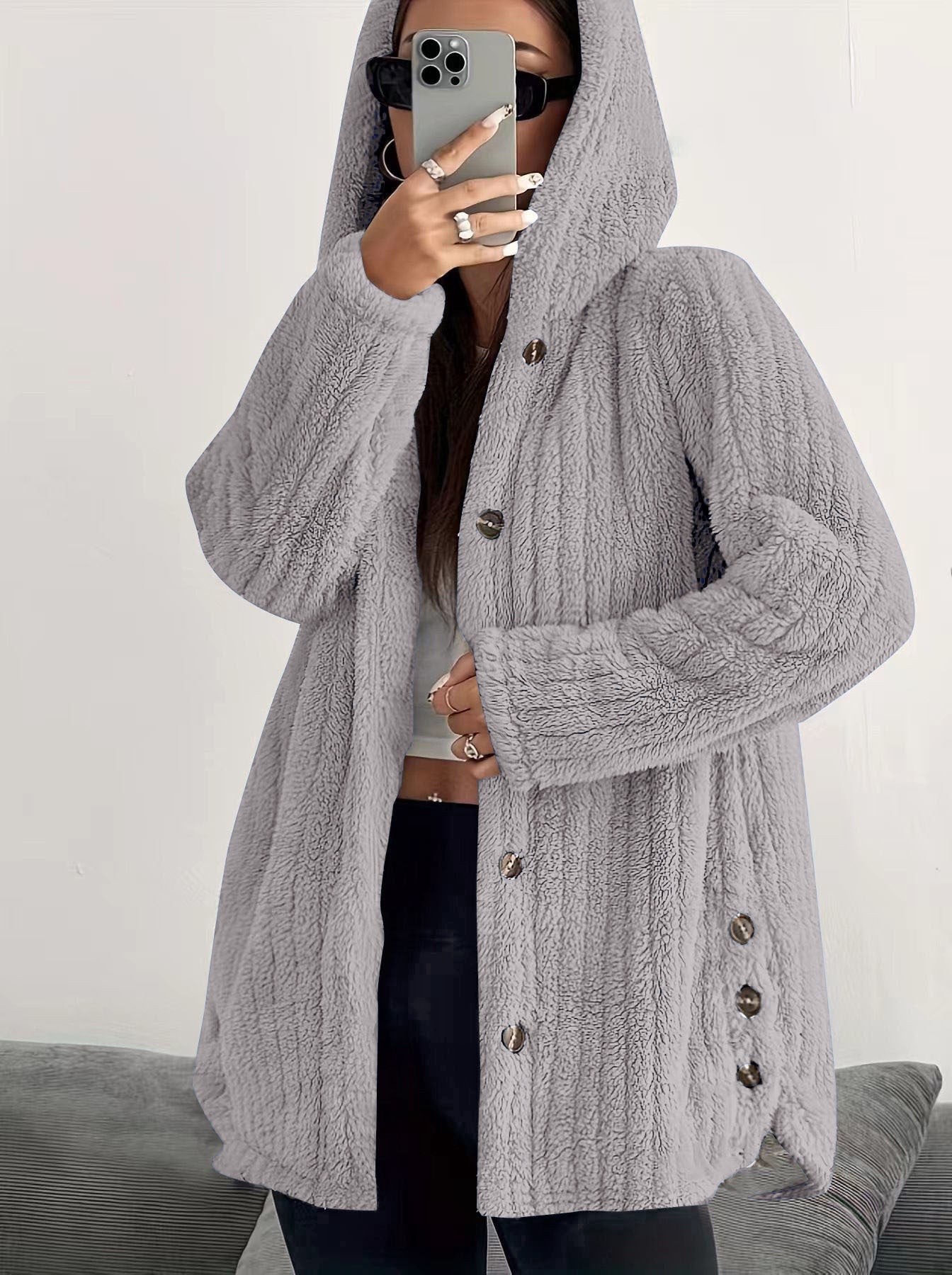 Women's Hooded Cable Knit Cardigan
