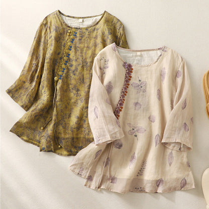 Women's Embroidered Round Neck Blouse