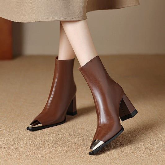 Women's Ankle Boots Toe Cap - Fashinoza