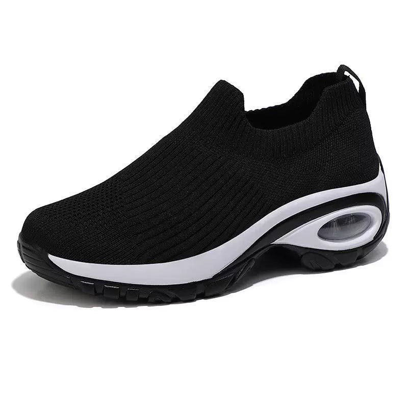 Women's Slip-On Sneakers Breathable Knit Air Cushion Sole