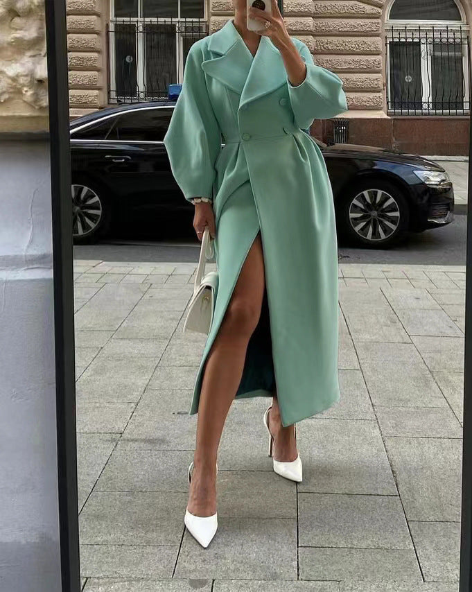 Women's Long Trench Coat Waterproof Elegant Black