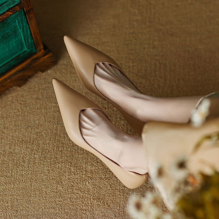 Women's Pointed Toe Kitten Heel Pumps Slip On Shoes