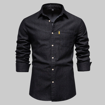 Men's Denim Long Sleeve Shirt - Fashinoza