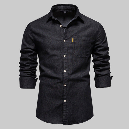 Men's Denim Long Sleeve Shirt - Fashinoza