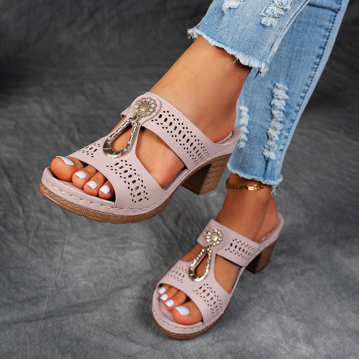 Women's Orthopedic Rhinestone Flat Sandals