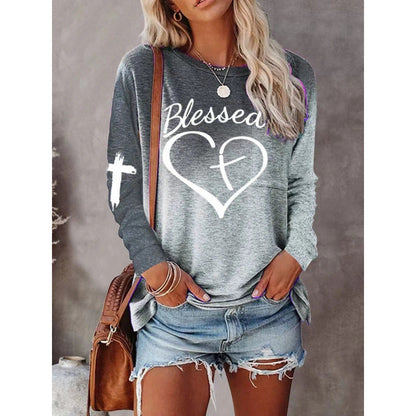 Women's Long Sleeve Graphic Shirt Soft Cotton Casual