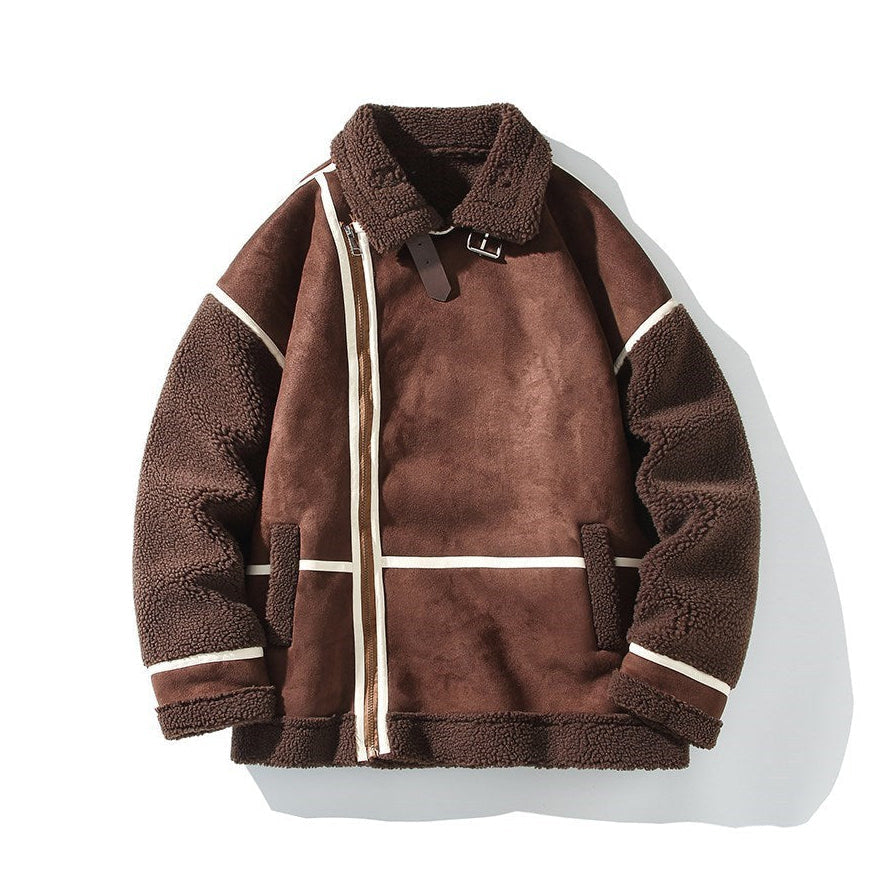 Men's Sherpa Aviator Leather Jacket - 
Fashinoza