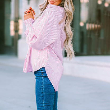 Women's Striped Long Sleeve Button Down Shirt