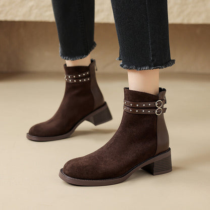 Women's Suede Ankle Boots - 
Fashinoza