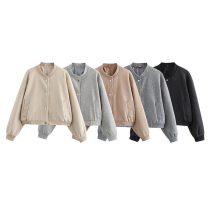 Pilot Jacket Ribbed Stand-Up Collar