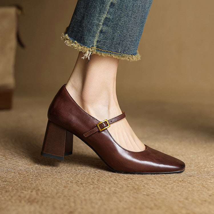 Lenara Genuine Leather Heels