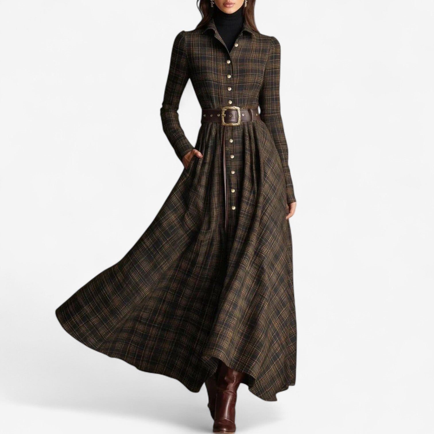Women's Vintage Maxi Dress - Fashinoza
