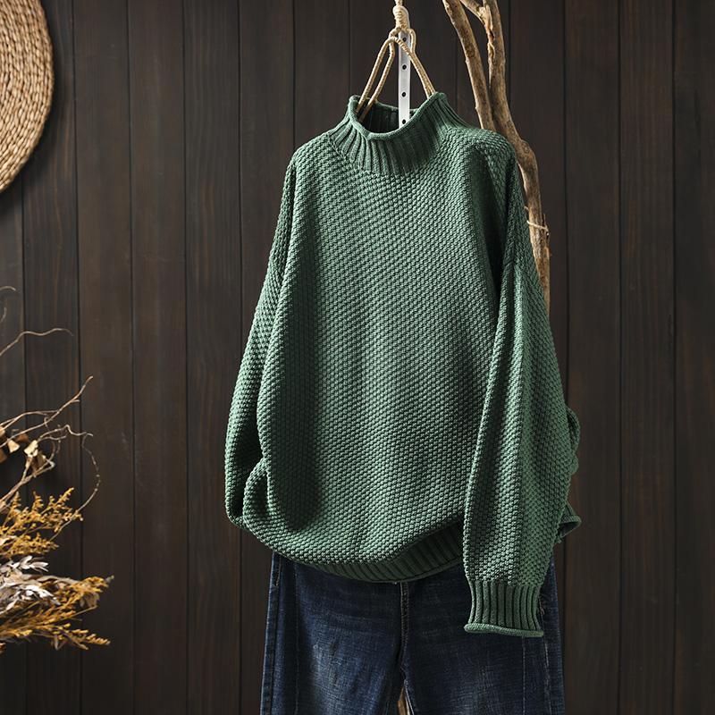 Women's Oversized Waffle Knit Mock Neck Sweater