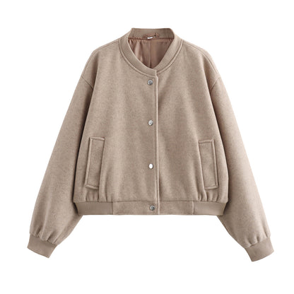 Pilot Jacket Ribbed Stand-Up Collar