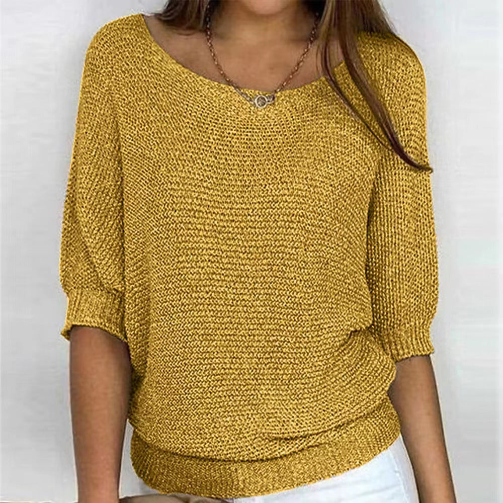 Women's Crew Neck Knitted Sweater
