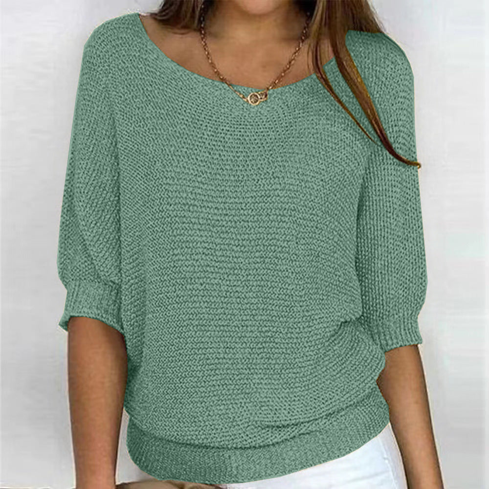 Women's Crew Neck Knitted Sweater