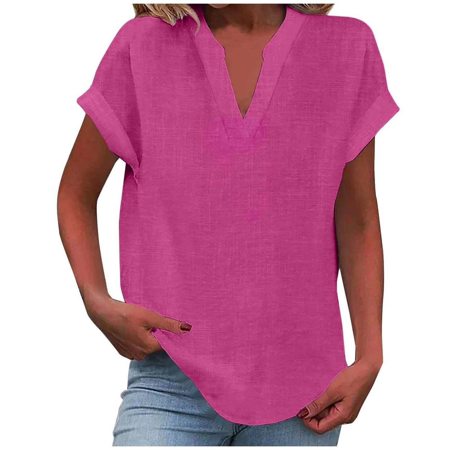 Women's Short Sleeve V-Neck Blouse