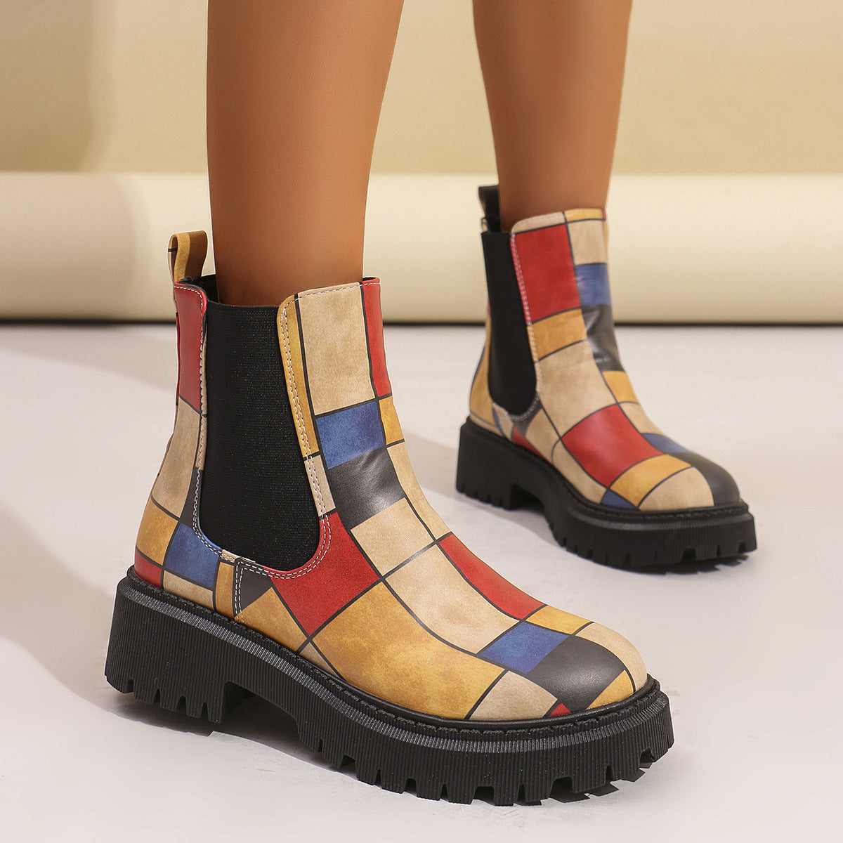 Allegra Women's Geometric Chelsea Boots - 
Fashinoza