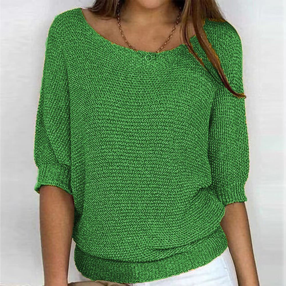 Women's Crew Neck Knitted Sweater