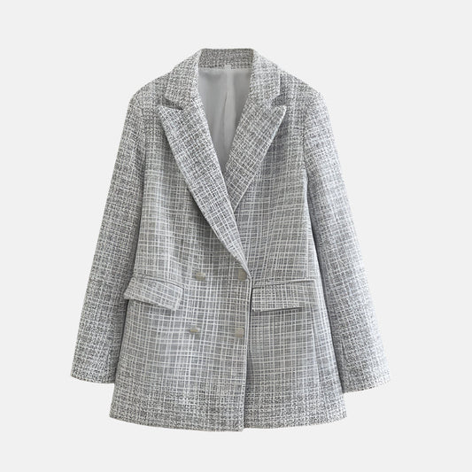 Women's Tweed Blazer Timeless Sophistication - Fashinoza