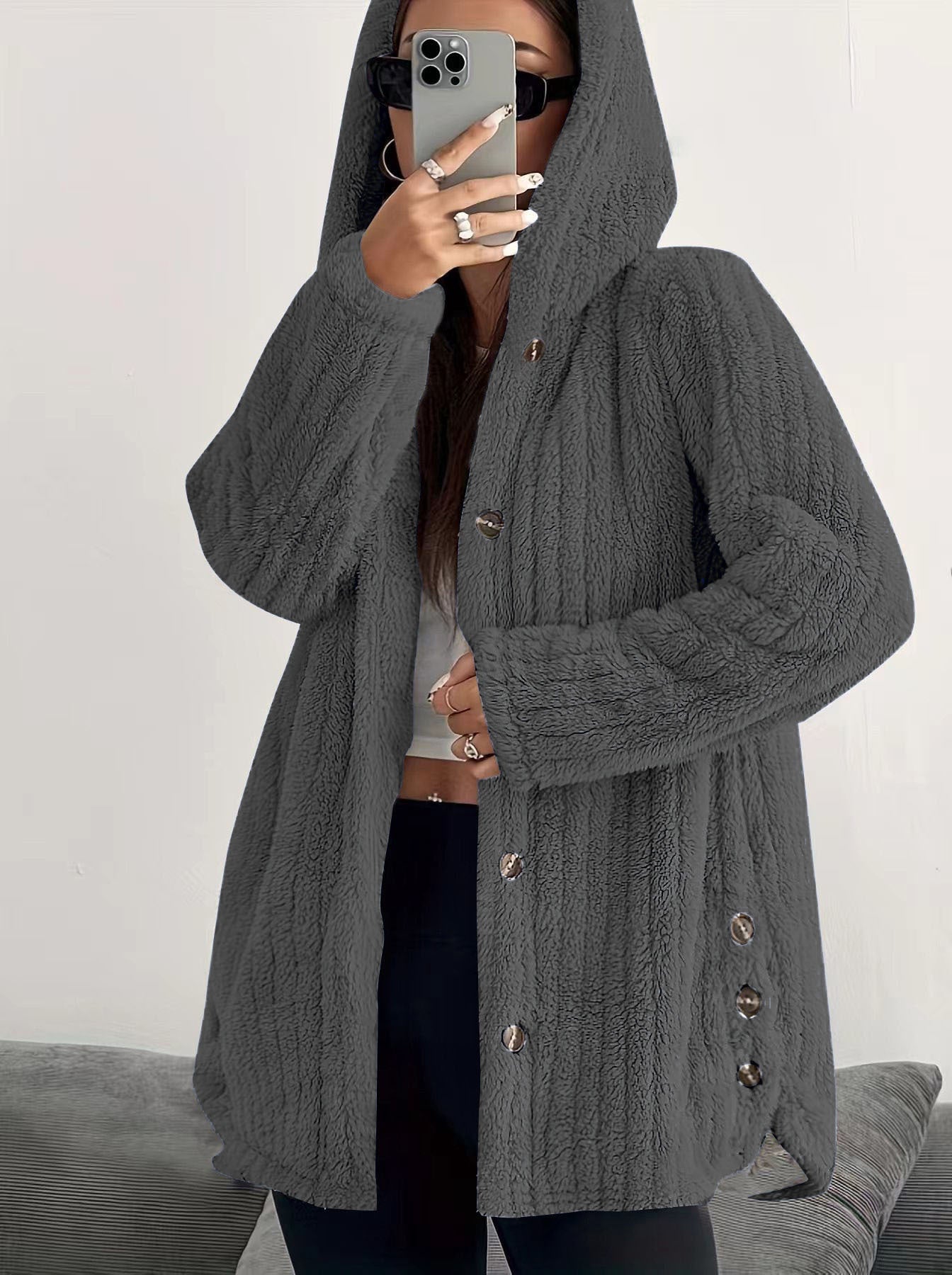 Women's Hooded Cable Knit Cardigan