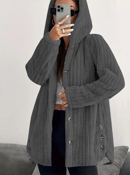 Women's Hooded Cable Knit Cardigan