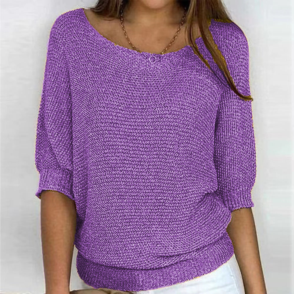 Women's Batwing Sweater Ribbed Trim