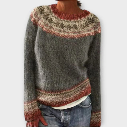 Women's Vintage Crewneck Sweater Fair Isle Pattern