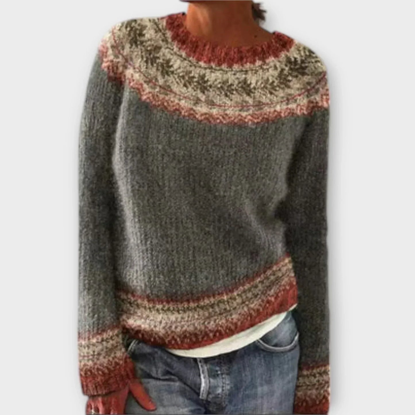 Women's Patterned Crew Neck Sweater