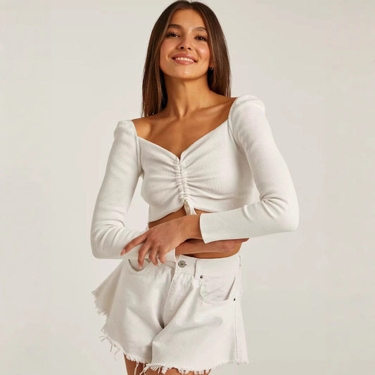 Women's Long Sleeve Ruched - 
Fashinoza