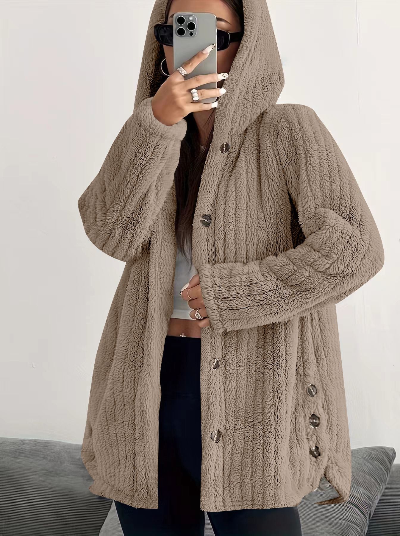 Women's Hooded Cable Knit Cardigan