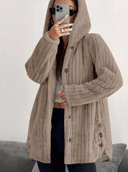 Women's Hooded Cable Knit Cardigan