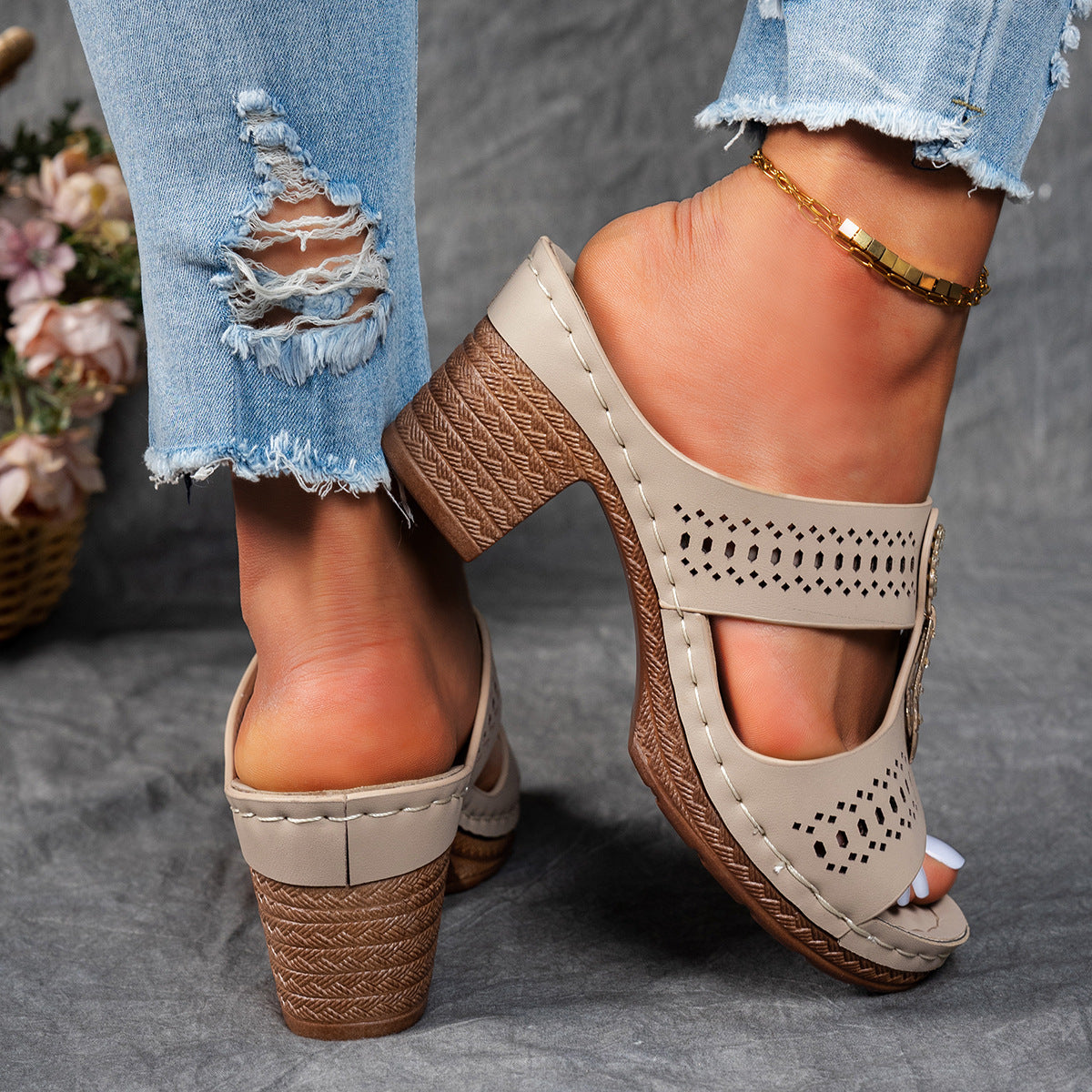 Women's Orthopedic Rhinestone Flat Sandals