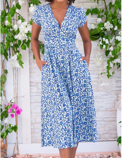 Women's Midi Floral Summer Dress Flowing Design