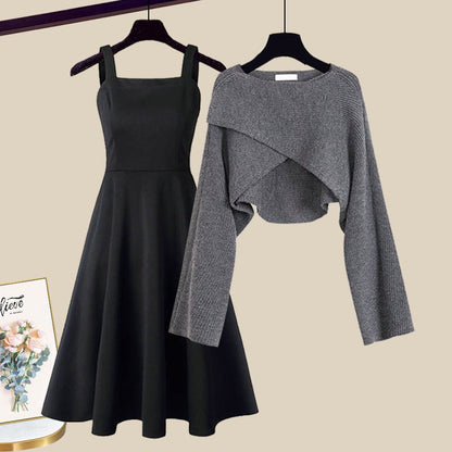 Women's Cardigan And Midi Dress Set - Fashinoza