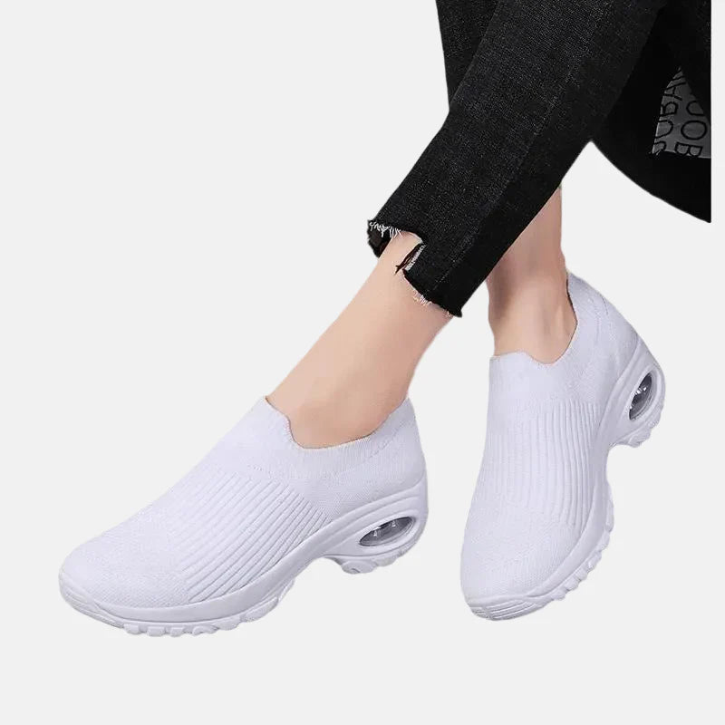 Women's Slip-On Sneakers Breathable Knit Air Cushion Sole