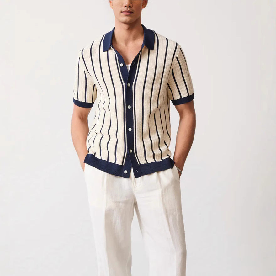 Men's Vertical Striped Button-Down Shirt