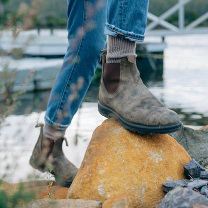 Men's Chelsea Boots Rugged Sole Slip-On Ankle Black - Fashinoza