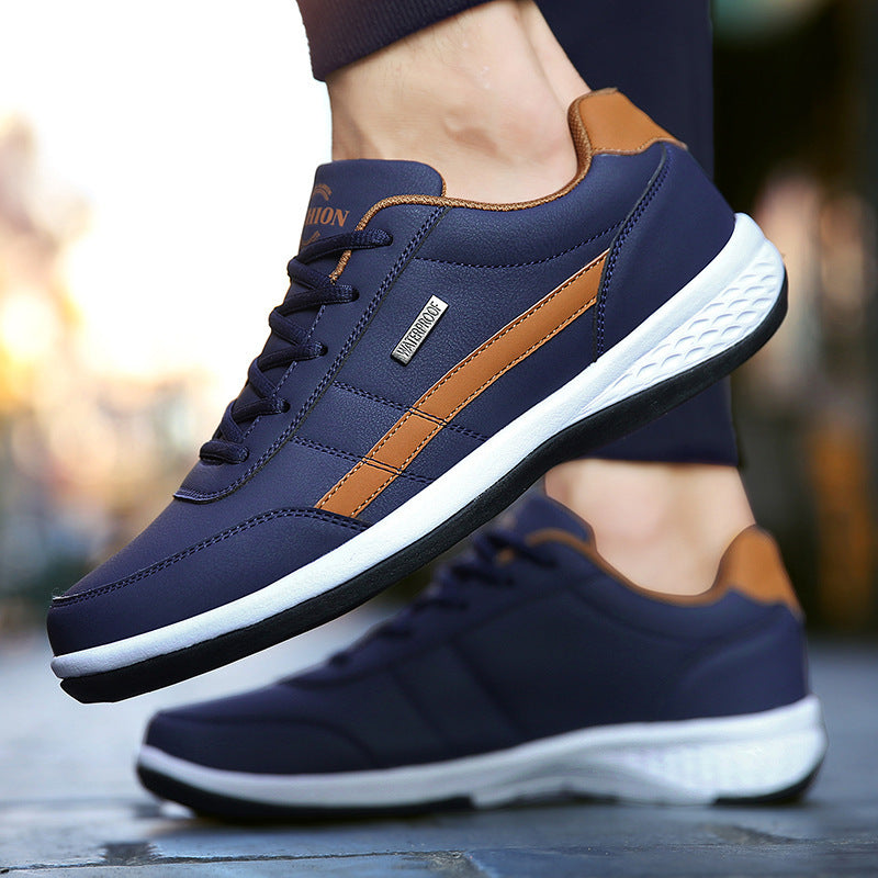 Men's Lace-Up Sneakers Cushioned Sole Black - Fashinoza