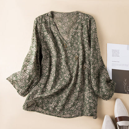 Women's Loose Fit V-Neck Blouse