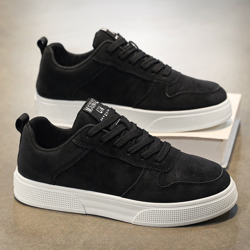 Men's Lace-Up Sneakers Breathable Rubber Sole Black - Fashinoza