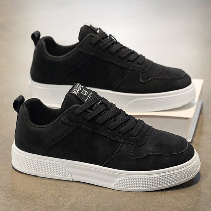 Men's Lace-Up Sneakers Breathable Rubber Sole Black - Fashinoza