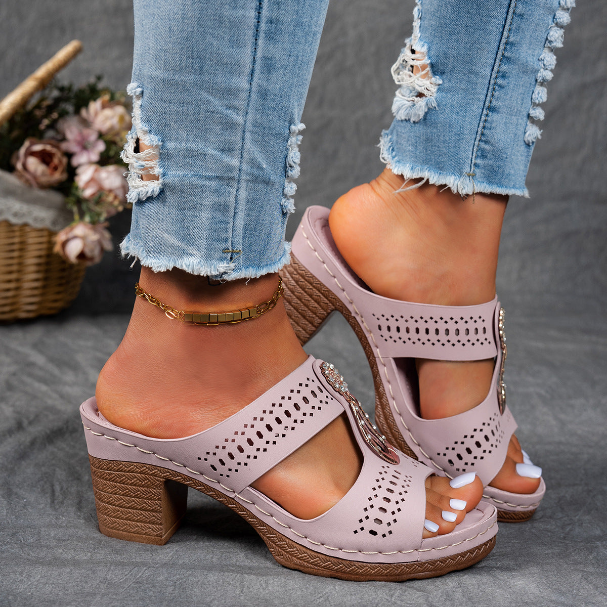 Women's Orthopedic Rhinestone Flat Sandals
