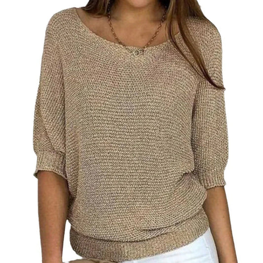 Women's Crew Neck Knitted Sweater - Fashinoza