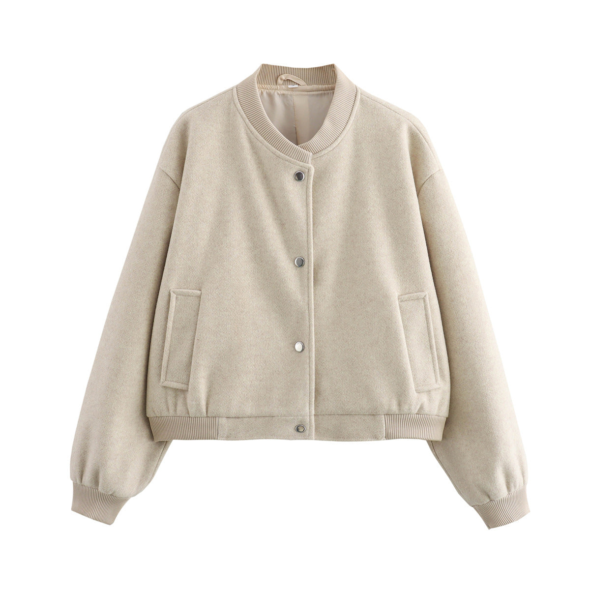 Pilot Jacket Ribbed Stand-Up Collar