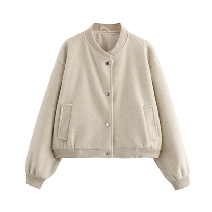 Pilot Jacket Ribbed Stand-Up Collar