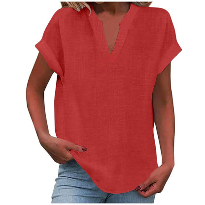 Women's Short Sleeve V-Neck Blouse